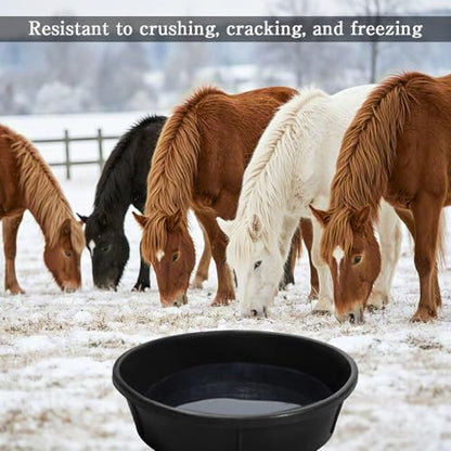 6 Pcs Rubber Feeder Pan 12 Quart/ 3 Gallon Rubber Dust Bath Tub Large Utility Feed Bucket Livestock Bowl for Feeding Pig Dog Horse Goat Chicken Animal, 17.1 x 4.3 Inch