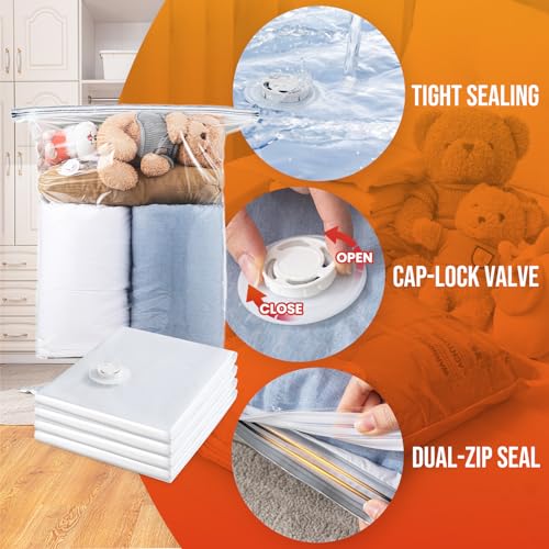 TAILI 10 Pack Vacuum Storage Bags, Jumbo Size (31×40 inch), Cream - size: 10 Jumbo