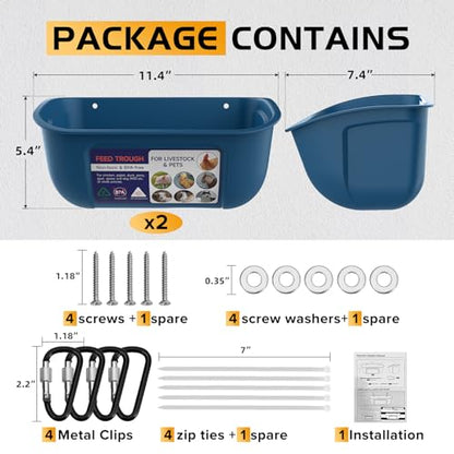Goovilla Chicken Feeder Waterer, Hanging or Screw-in, 2 Pack 5 Quart, Blue - color: Dark Blue, size: 5 Quart