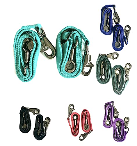 Majestic Ally Pack of 2, Double Thick Trailer Tie for Horse Haulage with Adjustable Buckle, Panic Snap and Bull Snap – 1 Inch by 36 Inch (Turquoise) - color: Turquoise