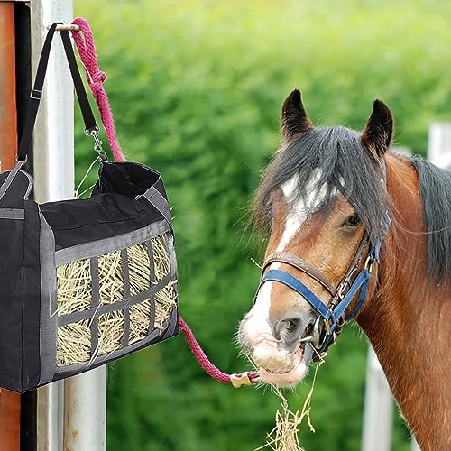 2 Pcs Horse Bucket Strap Hangers,Horse Suppliers Adjustable Nylon Straps for Hay Bag Nets, Outdoor Feeders Heavy Duty Horse Water Feed, Hanging-Pratical and Easy Use(Black) - size: 2 Pack