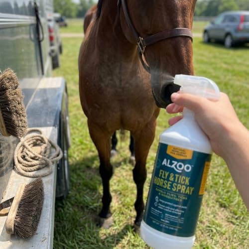 ALZOO Natural Fly and Tick Horse Spray, Helps Repel Mosquitoes, Horseflies & Ticks, Plant-Based Active Ingredients, 32 Fl. Oz. Spray Bottle (Pack of 2) - size: 32 Fl Oz (Pack of 2)