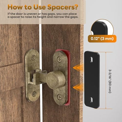Sliding Barn Door Lock - 90/180° Flip Door Latch (Bronze-2 Pcs) - color: Bronze-2 Pcs
