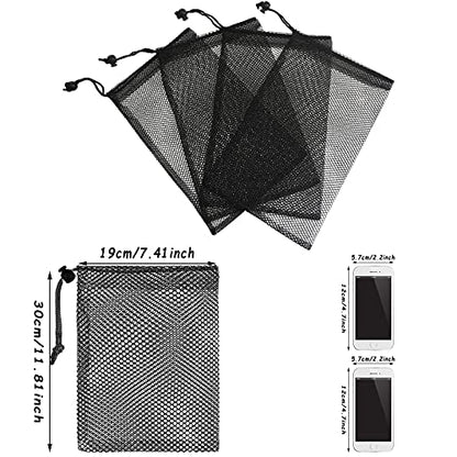 TecUnite 10 Pack Mesh Drawstring Bags for Laundry, 11.8 x 7.5 Inch, Black - color: Black, size: 11.8 x 7.5 Inch