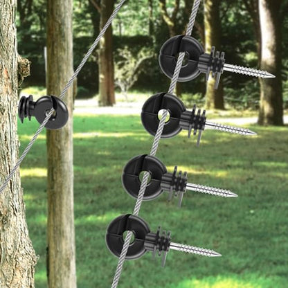 60PCS Electric Fence Insulator Screw,Insulator Fence Ring Post Wood Post Insulator and 1 Pc Insulator Socket Tool(Black)