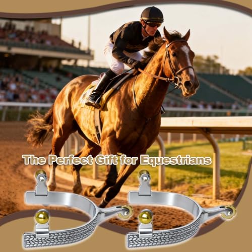 Professional Horse Spurs for Men & Women | Stainless Steel, Roller & Wheat Engraving, Includes 2 Leather Straps, English Western Riding, Equestrian Training Gear