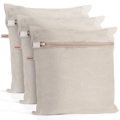 MADIKA 100% Pure Cotton Mesh Laundry Bags Large, Premium Soft, No Dye, Natural, Set of 3(XXL) - size: XX-Large