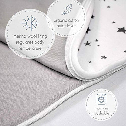 Woolino 4 Season Toddler Sleeping Bag, Merino Wool and Organic Cotton Baby Sleep Bag Sack, 2-4 Years, Space (Glow In The Dark) - color: Space (Glow In The Dark)