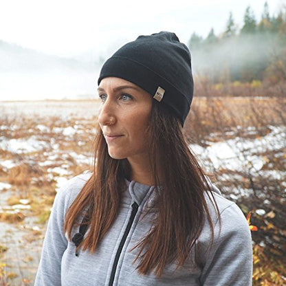 100% Merino Wool Cuff Beanie - Mens & Womens Warm Winter Hat - Watch Cap - Toque - Novelty Beanie - One Size Fits Most - color: Black