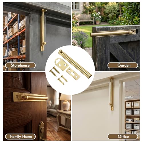 Lothee 4" 4 Pcs Brass Surface Bolt Door Latch, Brass Finish - color: Brass Finish, size: 4 Inch