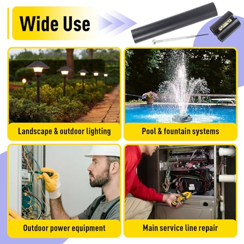 6 Sets Underground Wire Splice Kit for 14/3 to 8/3 Range Direct Burial Uf Wire Handle up to 600 Volts Maximum, with Splice Connectors and Heat, Shrink Tubing Electrical Cables - size: 6Pack