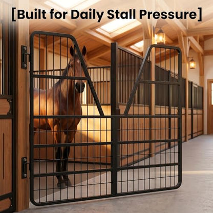 52 x 42in Horse Stall Door with Welded Steel Frame, Heavy Duty 0.8in Horse Stall Gate, Two-Way Opening Stall Guard for Horses, Stronger Stall for Stable Safety, Farms, Barn and Equestrian Accessories