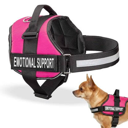 Industrial Puppy Emotional Support Vest Harness, XS 16.5-21.5 in, Pink - color: Hot Pink, size: XS, Fits Girth 16.5-21.5"