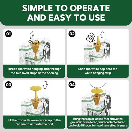 Fly Traps Outdoor 9 Pack Water Activated Disposable Fly Catcher | Water activated hanging fly traps, easy to set up. Disposable mess-free design, ideal for instant outdoor fly pest control. - size: 9Pack