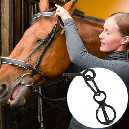 Horse Tie Ring, 4 Sets Blocker Tie Ring for Horse Tack and Supplies, Black - color: Black