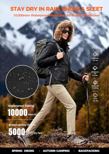 Wantdo Women's Waterproof Ski Jacket Windproof Winter Snow Coat Mountain Snowboarding Jackets Outdoor Fleece Parka - color: Black, size: Medium