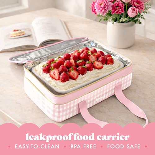 Fit & Fresh Insulated Double Decker Casserole Carrier for Hot & Cold Food - color: Pink Gingham