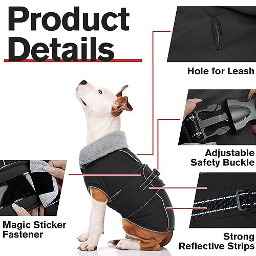 Lelepet Dog Coats for Small Dogs Refletive Dog Jacket with Adjustable Fit - color: Black, size: S