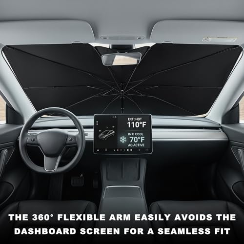 Car Windshield Sunshade Umbrella, Foldable Auto Windscreen Sun Shade Umbrella for Heat Insulation, Portable Windshield Cover Sun Blocker for Cars SUVs Trucks, Car Accessories
