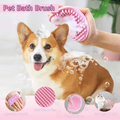 Dog Brush Grooming Kit 6PCS Dog Brush for Shedding-Dogs Brushes for Grooming, Dematting Comb for Dogs, Nail Clipper with Nail File, Flea Comb, Cat Bath Brush-Pink - color: Pink