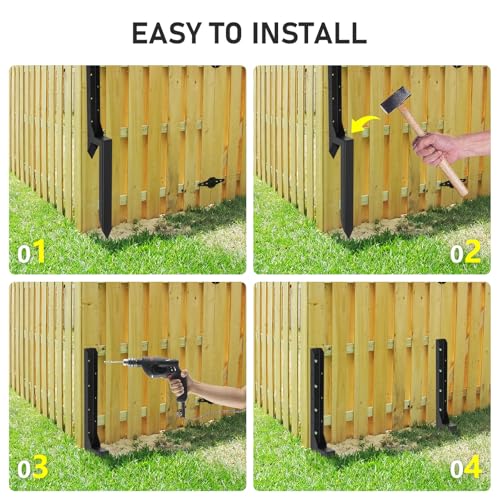 Colinktool 6Pack Fence Post Repair Stake Kit,Heavy-Duty Metal Decking Posts
