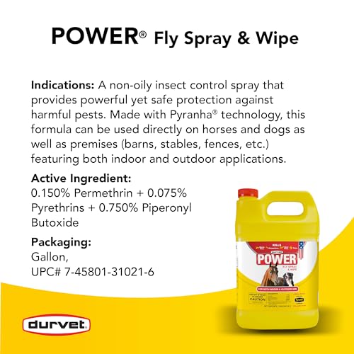 Durvet Fly 003-1021 699757 Power Fly Spray and Wipe for Horses, Gallon