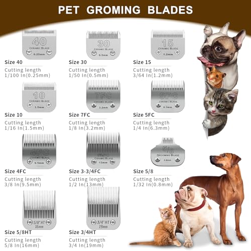 10# Grooming Ceramic Pet Clipper Blades Compatible with Andis & Oster A5 - color: Silver, size: 10# 1.5mm (2 Pack)
