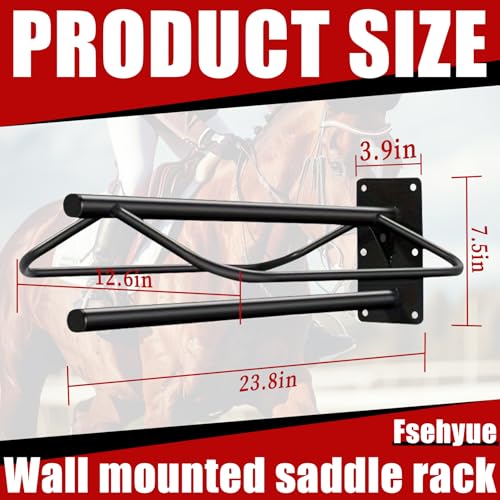 2Pcs 23.8" L x12.6 W x7.5 H Saddle Rack with Pad Bar Heavy Duty Wall Mounted Saddle Rack Suitable for English and Western Saddles Horse Stall Barn Trailer Tack Room Black - color: One Bar-2PCS