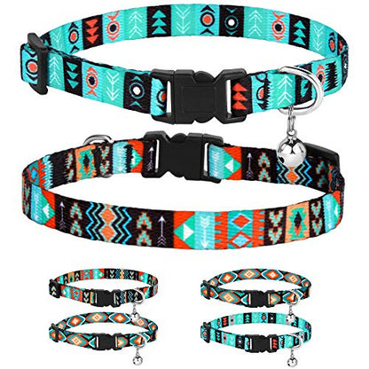 Tribal Aztec Cat Collar 2-Pack, Breakaway with Bell - color: Ethnic + Tribal