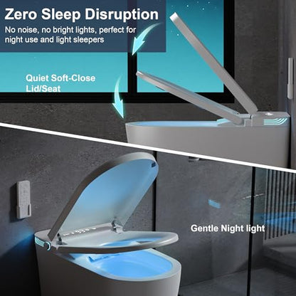 Smart Toilet with Bidet Heated Seat Auto Flush & Soft-Close Seat/Lid | Tankless Electric One Piece Toilets for Bathroom with Foot Sensor Warm Water Wash&Air Dry Siphon Dual Flush 0.8/1.2 GPF - color: Cloudy White