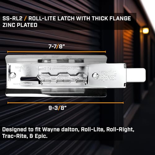 Roll-Lite Zinc Plated Latch, with Thick Flange and Hardware 9-3/8" x 3-5/16" for Wayne Dalton, Roll-Lite, Roll-Right, Trac-Rite, Epic Doors, with Hardware - size: SS-RL2