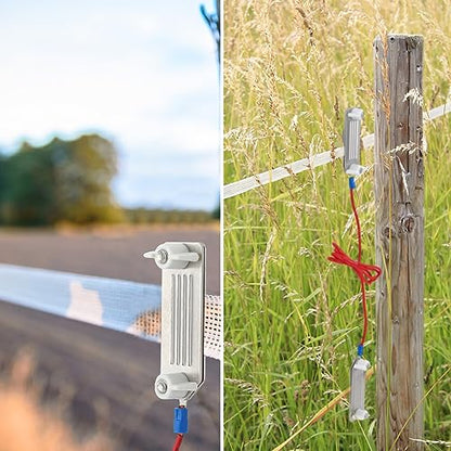 Kanayu 8 Pcs Electric Fence Tape Connector Polytape to Polytape Connector 40mm Electric Tape for Fence Connection with 90 cm Wire for 1/2" to 1-1/2" Width | Wire and Tape Plates, 40mm Electric Tape, with 90 cm Wire for 1/2" to 1-1/2" Width Polytape, for F