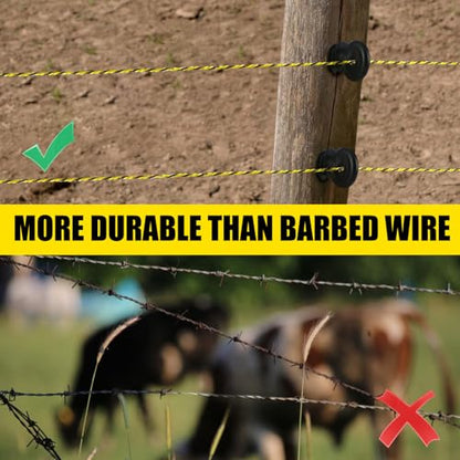 NQN Upgrade Electric Fence Polywire 3285FT,1000 Meters, 6 Stainless Steel Strands for Reliable Conductivity, Portable Electric Fencing, UV Resistant, Rust Resistant, Highly conductive, Easy to Install - size: 3285 Feet