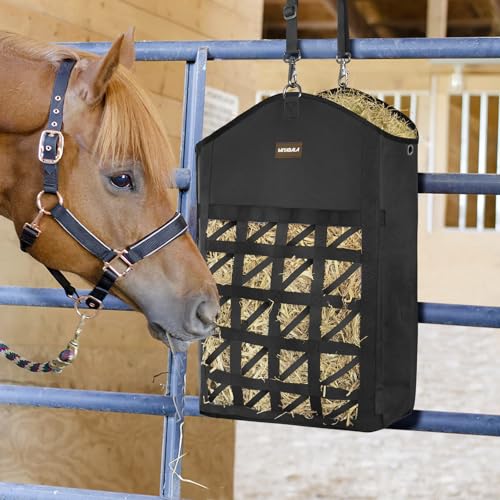 Ultra Slow Feed Horse Hay Bag, Net Front Design, 3 Pack Black - color: 3 Black