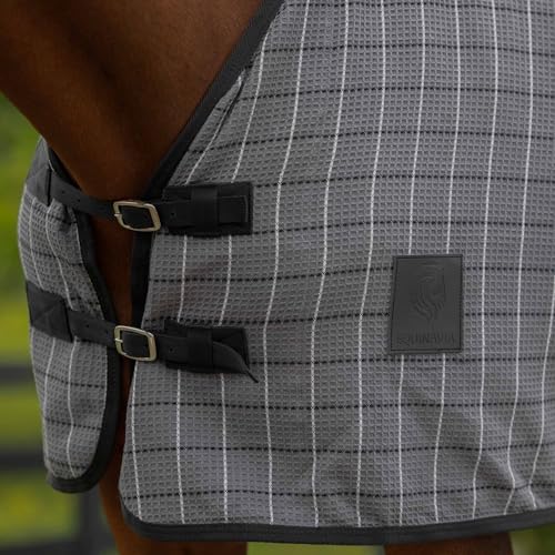 Equinavia Luftig Waffle Cooler | 100% Cotton - Grey/Black - 72 in - color: Grey/Black, size: 72 in