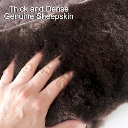 Woolous Sheepskin Half Pad for English Saddle, Wool Fleece Horse Saddle Pad - color: Brown