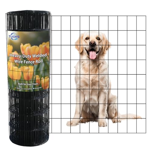 Black PVC Coated Welded Wire Fencing 36” x 100’ Roll 2”x3” 16G Garden Fence | TUOKS Chicken Wire Fencing Roll Vinyl Coating Metal Wire Mesh for Yard Vegetable Plant Protection Poultry Netting - size: 2''x3'' 16GA 36''x100'
