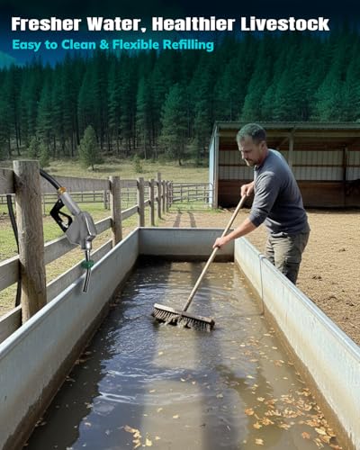 Auto Shut-Off Water Nozzle Kit for Stock Tank – Automatic Livestock Waterer Valve Prevents Overflow, Fits Horse, Cattle, Goat Farm Water Troughs with Nozzle Holder
