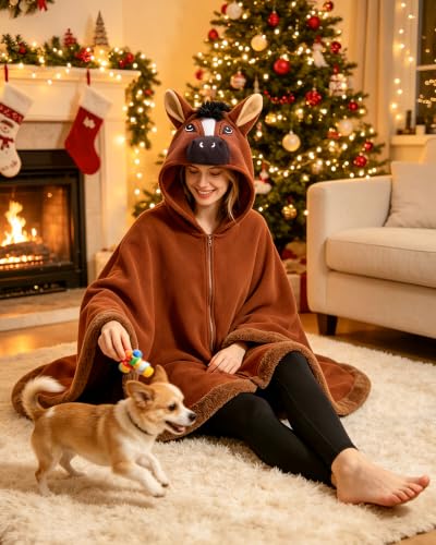 Horse Costume Cape - Farm Animal,Halloween Adults Cosplay Cloak In Pajamas