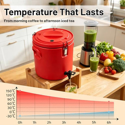 20L/5Gal Insulated Beverage Dispenser Stainless Steel Thermal Hot/Cold Drink Server with Spigot & Handles, Large Capacity Ice Coffee Juice Dispenser for Restaurant,Drink Shop,Catering, Buffet,Party - size: 5 Gallon