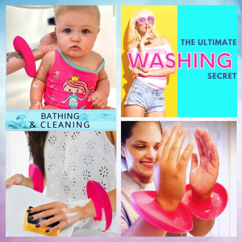 BaR-K Patented Drip Catcher Cuffs - Stops Soap & Water from Running Down Arms While Washing Face, Stay Dry and Clean - Face Wash Wristbands for Spa, Pink Set of 2 - color: Pink