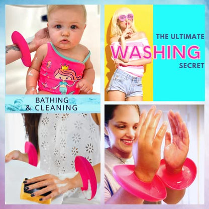 BaR-K Patented Drip Catcher Cuffs - Stops Soap & Water from Running Down Arms While Washing Face, Stay Dry and Clean - Face Wash Wristbands for Spa, Pink Set of 2 - color: Pink