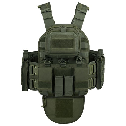 YAKEDA Tactical Training Vest with PALS System - Multi-Pocket Adjustable Straps Quick-Release Buckle for Hunting - color: Cavalry Green