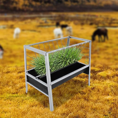 Large Capacity Feed Trough, 40" Long Livestock Hay Feeder Heavy Duty 2-in-1 Pasture Hay Feeder Heavy Duty Steel for Sheep Farms Sheds