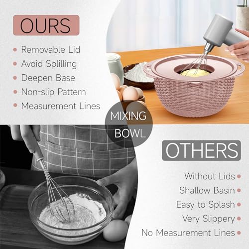 4-1 Colander with Bowl & Spoons Set - Food Strainer with New Upgraded Graters & Spoons - Colanders for kitchen(Patented) - Strainer for Fruit Pasta Veggie, Funny Presents for Women, Pink - color: Pink
