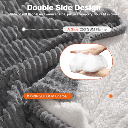 Heated Throw Blanket Electric Throw Blanket Warming Blankets for Adults - color: Light Gray, size: Throw(50"x60")