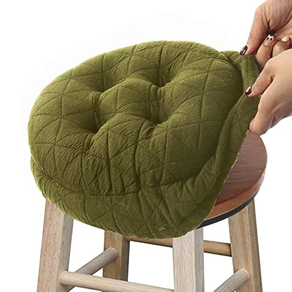 BUYUE Round Bar Stool Seat Cushion, Dia.14 Luxury Fashion Jacquard with Anti-Skid Silicone Bar Stool Cushion Padded (Green, L,1 Count) - color: Green, style: Round L