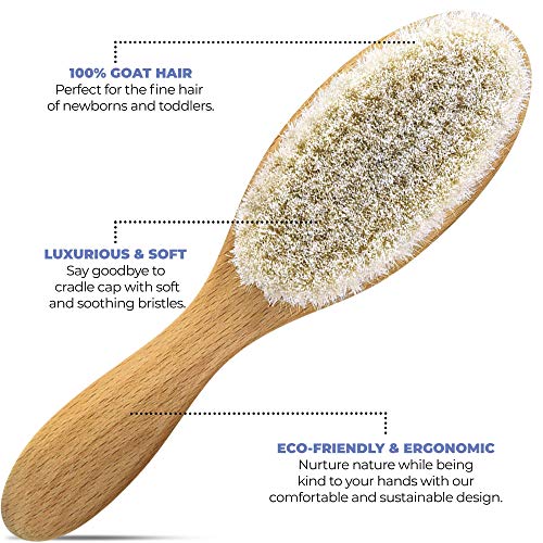 OCCObaby Wooden Baby Hair brush Set for Newborns & Toddlers - Soft Hair Brush for Baby Grooming - Baby Scalp Brush and baby comb for Cradle Cap - Toddler Comb