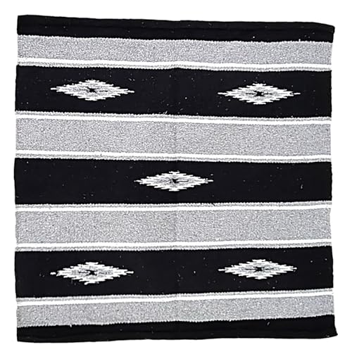 Majestic Ally 36"x34" Navajo Design Acrylic Saddle Blanket for Horses - 2.4 lbs - Gray and Black - color: Gray and Black