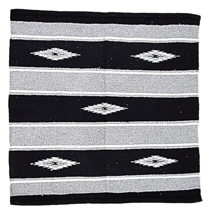 Majestic Ally 36"x34" Navajo Design Acrylic Saddle Blanket for Horses - 2.4 lbs - Gray and Black - color: Gray and Black